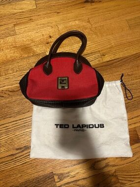 Ted Lapidus Red and Brown Women's Top-Handle Bag